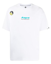 T-shirt à col rond imprimé blanc AAPE BY A BATHING APE