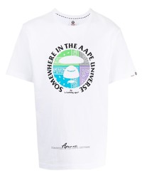 T-shirt à col rond imprimé blanc AAPE BY A BATHING APE