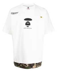 T-shirt à col rond imprimé blanc AAPE BY A BATHING APE