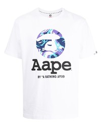 T-shirt à col rond imprimé blanc AAPE BY A BATHING APE