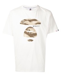 T-shirt à col rond imprimé blanc AAPE BY A BATHING APE