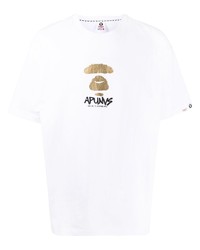 T-shirt à col rond imprimé blanc AAPE BY A BATHING APE