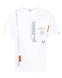 T-shirt à col rond imprimé blanc AAPE BY A BATHING APE