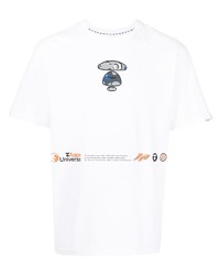 T-shirt à col rond imprimé blanc AAPE BY A BATHING APE