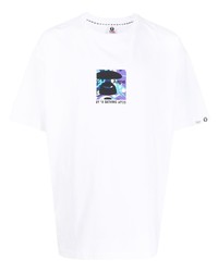 T-shirt à col rond imprimé blanc AAPE BY A BATHING APE