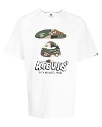 T-shirt à col rond imprimé blanc AAPE BY A BATHING APE