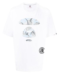 T-shirt à col rond imprimé blanc AAPE BY A BATHING APE