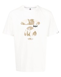 T-shirt à col rond imprimé blanc AAPE BY A BATHING APE