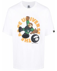 T-shirt à col rond imprimé blanc AAPE BY A BATHING APE