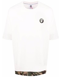 T-shirt à col rond imprimé blanc AAPE BY A BATHING APE