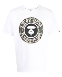 T-shirt à col rond imprimé blanc AAPE BY A BATHING APE