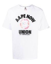 T-shirt à col rond imprimé blanc AAPE BY A BATHING APE