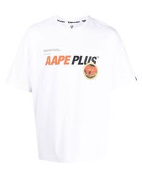 T-shirt à col rond imprimé blanc AAPE BY A BATHING APE