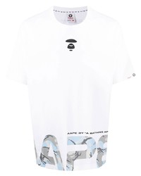 T-shirt à col rond imprimé blanc AAPE BY A BATHING APE