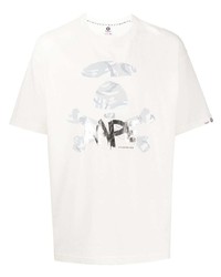 T-shirt à col rond imprimé blanc AAPE BY A BATHING APE