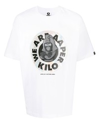 T-shirt à col rond imprimé blanc AAPE BY A BATHING APE