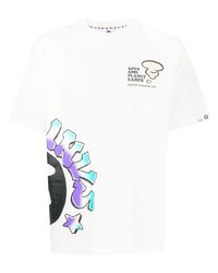 T-shirt à col rond imprimé blanc AAPE BY A BATHING APE