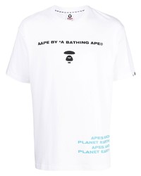 T-shirt à col rond imprimé blanc AAPE BY A BATHING APE