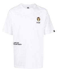 T-shirt à col rond imprimé blanc AAPE BY A BATHING APE