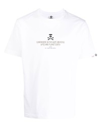 T-shirt à col rond imprimé blanc AAPE BY A BATHING APE