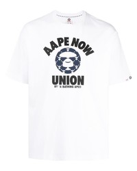 T-shirt à col rond imprimé blanc AAPE BY A BATHING APE