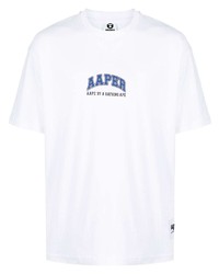 T-shirt à col rond imprimé blanc AAPE BY A BATHING APE