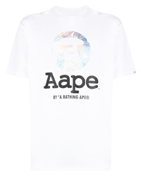 T-shirt à col rond imprimé blanc AAPE BY A BATHING APE