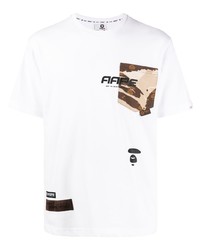 T-shirt à col rond imprimé blanc AAPE BY A BATHING APE