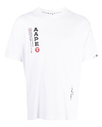 T-shirt à col rond imprimé blanc AAPE BY A BATHING APE