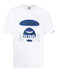 T-shirt à col rond imprimé blanc AAPE BY A BATHING APE