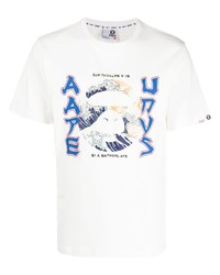 T-shirt à col rond imprimé blanc AAPE BY A BATHING APE