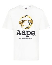 T-shirt à col rond imprimé blanc AAPE BY A BATHING APE