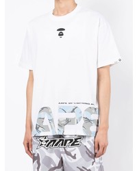 T-shirt à col rond imprimé blanc AAPE BY A BATHING APE