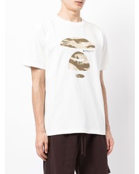 T-shirt à col rond imprimé blanc AAPE BY A BATHING APE