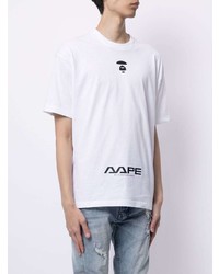 T-shirt à col rond imprimé blanc AAPE BY A BATHING APE