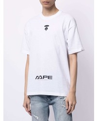 T-shirt à col rond imprimé blanc AAPE BY A BATHING APE