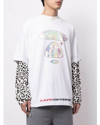 T-shirt à col rond imprimé blanc AAPE BY A BATHING APE