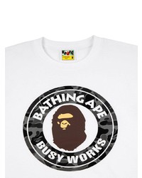 T-shirt à col rond imprimé blanc A Bathing Ape