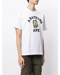 T-shirt à col rond imprimé blanc A Bathing Ape