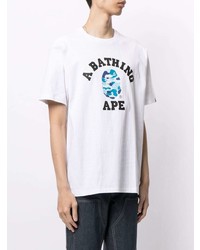 T-shirt à col rond imprimé blanc A Bathing Ape