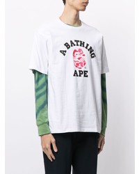 T-shirt à col rond imprimé blanc A Bathing Ape