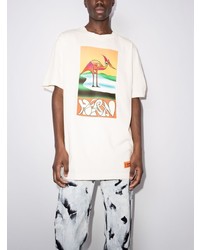 T-shirt à col rond imprimé blanc Heron Preston