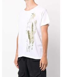 T-shirt à col rond imprimé blanc Greg Lauren