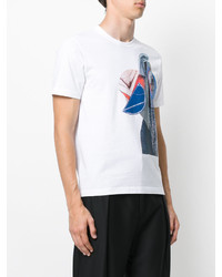 T-shirt à col rond imprimé blanc Marni