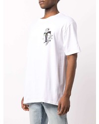 T-shirt à col rond imprimé blanc Stussy