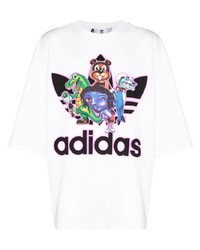 T-shirt à col rond imprimé blanc adidas