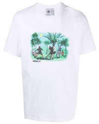 T-shirt à col rond imprimé blanc adidas