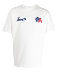T-shirt à col rond imprimé blanc Adish