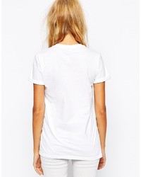 T-shirt à col rond imprimé blanc