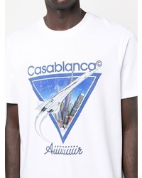 T-shirt à col rond imprimé blanc Casablanca